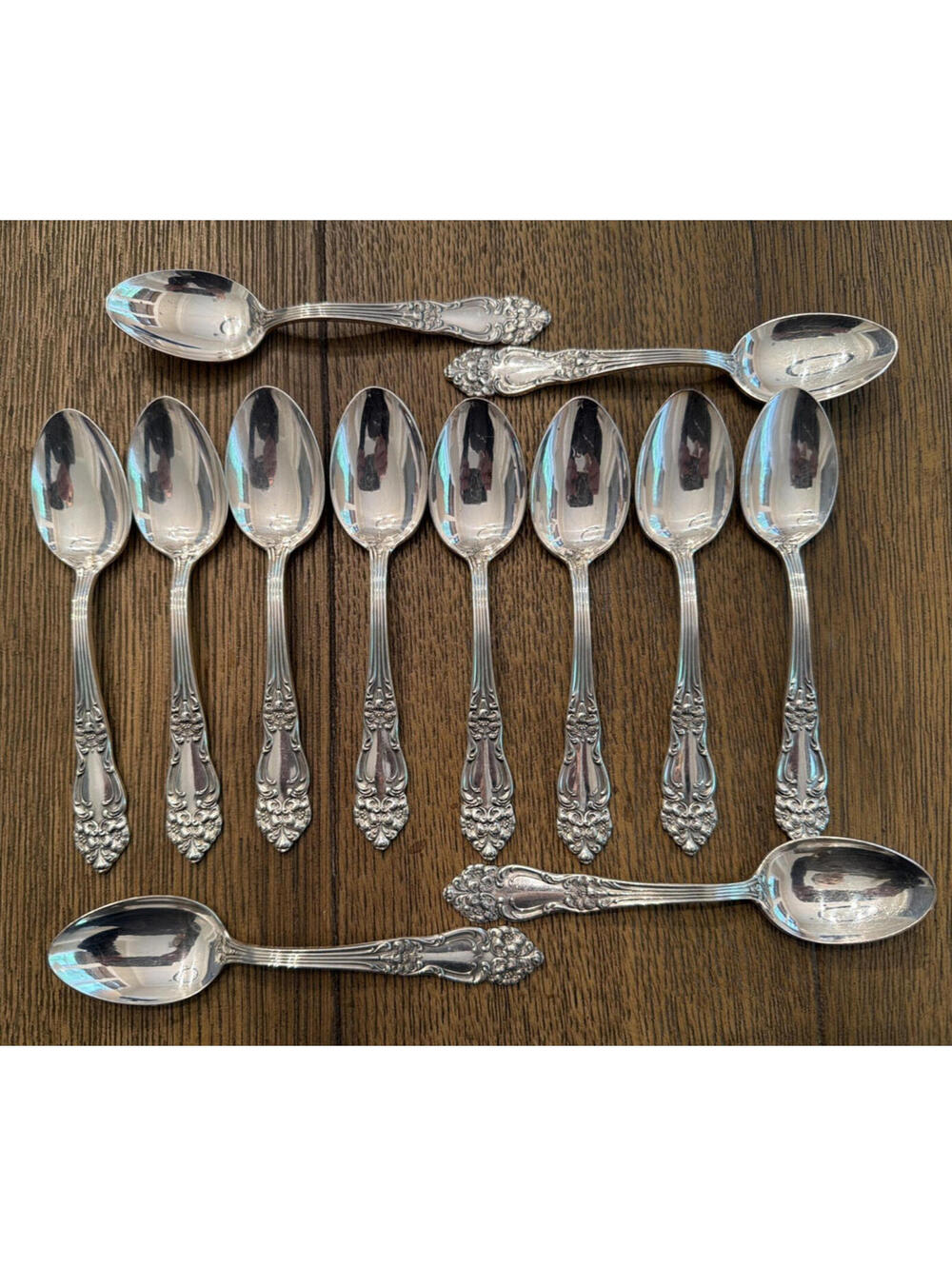Reed & Barton Festivity Tiger Lily 12 Teaspoons Silverplate – Excellent